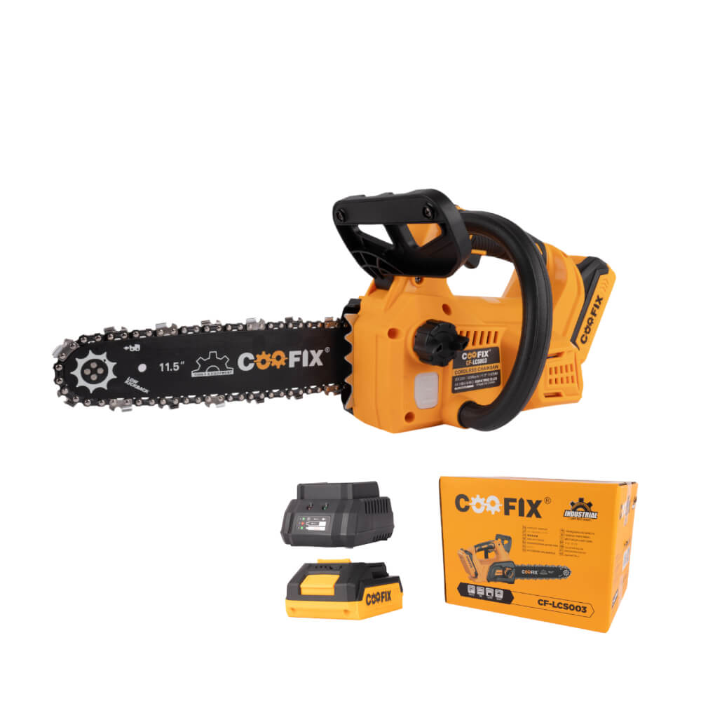 เลื่อยโซ่ไร้สาย (พร้อมแบตเตอรี่) COOFIX รุ่น CF-LCS003 แบตเตอรี่ 2.0AH 20V บาร์ 11.5 นิ้ว